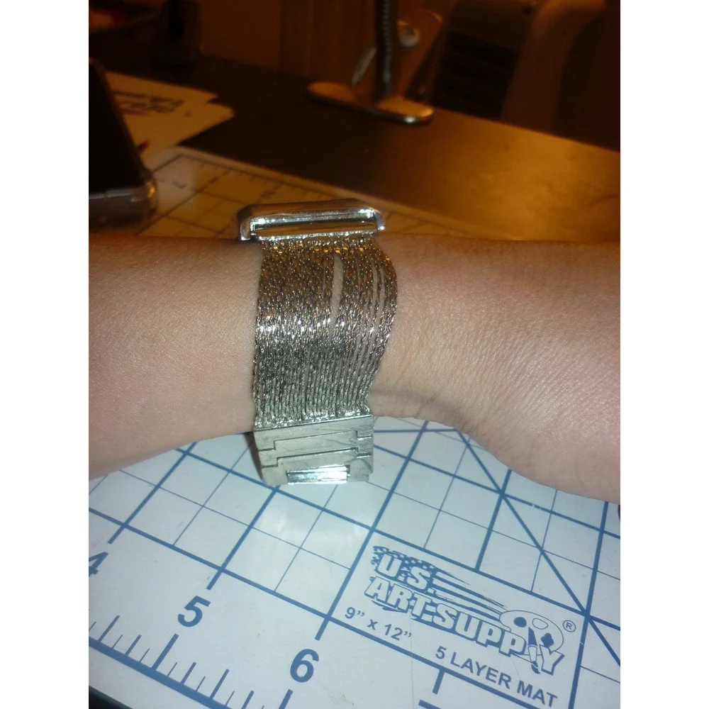 Chicos Square Face Watch NWOT New Battery Silver Multi Strand Mesh Bracelet
